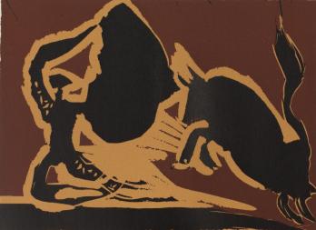 Pablo PICASSO (d’après)- Taureau bondissant, 1962, Linogravure 2
