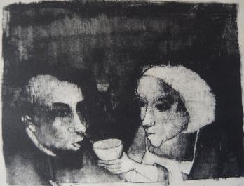 François HEAULMÉ - La soupe des pauvres, Lithographie originale signée 2