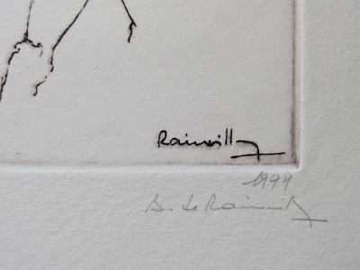 B Le RAINVILLE : Bacchantes et vendanges - Gravure et aquarelle originale signée 2