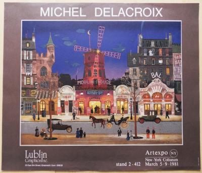Michel DELACROIX - Paris, Devant le Moulin Rouge, lithographie signée 2