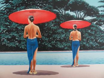 Patrick LE HEC’H - Les ombrelles, Lithographie originale signée 2