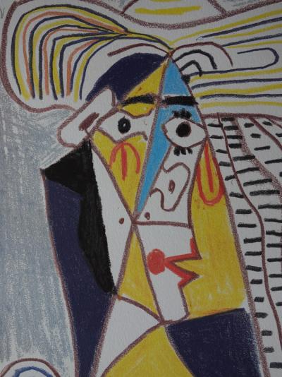 Pablo Picasso (d’après) : Personnage cubiste au chapeau, Lithographie signée 2
