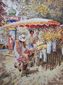 Claude FOSSOUX - Hommage à Renoir, les fleuristes, Lithographie signée 2