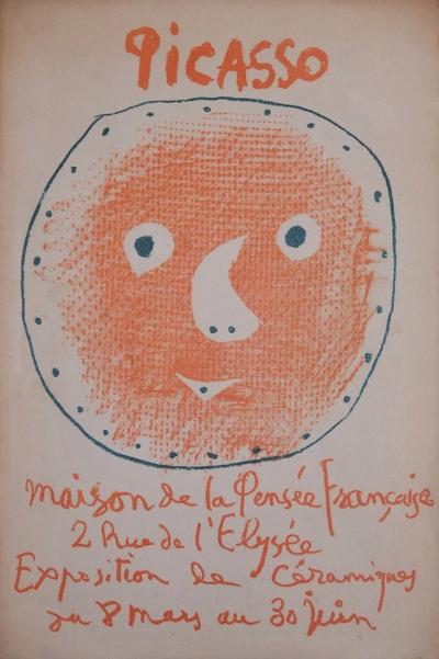 Pablo PICASSO  - Visage céramique, Madoura, 1958 - Lithographie originale signée 2