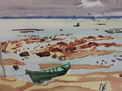 Yves Brayer - La plage de Bretagne, Lithographie, signée, numérotée 2