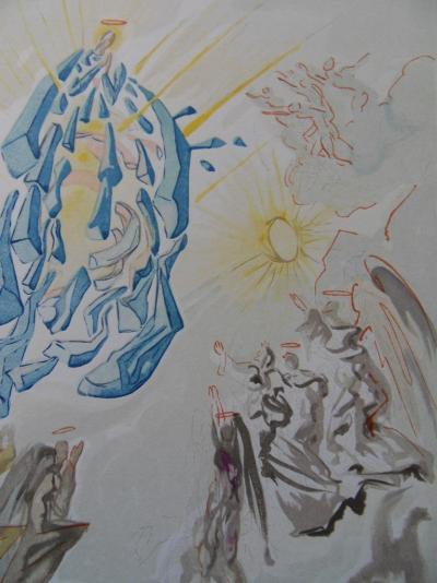 Salvador DALI - Dante covers the view, 1961, original signed wood 2