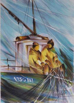 Raymond POULET - Les vieux métiers : le marin pêcheur, Lithographie originale signée 2