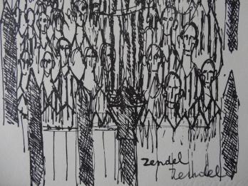 Gabriel ZENDEL - La foule, 1963, Héliogravure signée 2