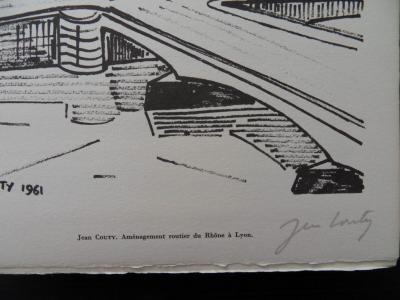 Jean COUTY - Aménagement routier du Rhône à Lyon, 1961, Héliogravure signée 2