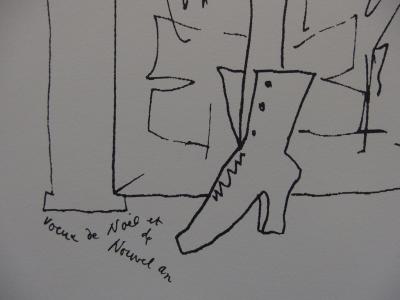 Jean COCTEAU : Voeux,  Homme chaussure - Lithographie signée 2