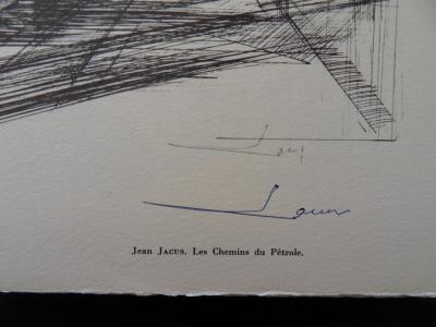Jean JACUS - Les Chemins du Pétrole, 1961, Héliogravure signée 2
