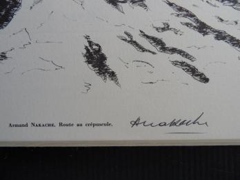Armand NAKACHE - Route au crépuscule, 1961, Héliogravure signée 2