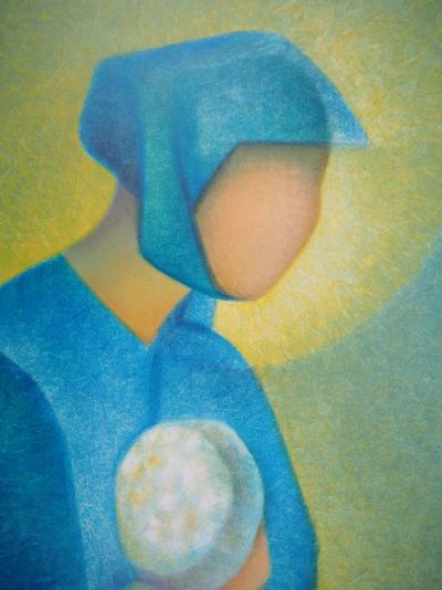 Louis TOFFOLI - Maternité bleue, Lithographie originale signée 2