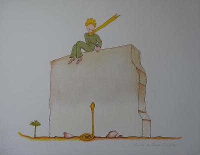 Antoine de SAINT-EXUPÉRY (d’après) - Le Petit Prince et le serpent, Lithographie signée 2