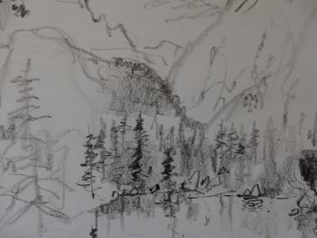 Bernard GANTNER - Paysage de montagne, Dessin original au crayon noir 2