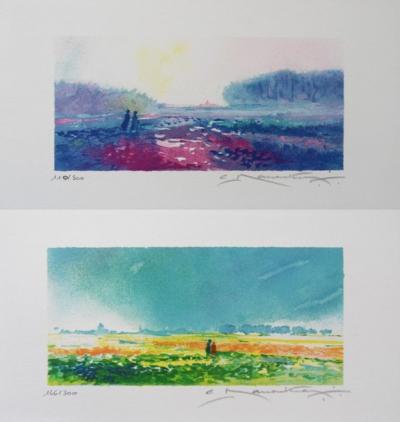 Claude MANOUKIAN  - Paysages de Normandie, 2 lithographies signées 2