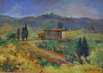Antonio SBRANA - Le collines de Toscane, Huile sur panneau 2