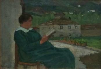 Giovanni MALESCI - Ma femme au jardin: grossesse, 1915 - Huile sur panneau 2