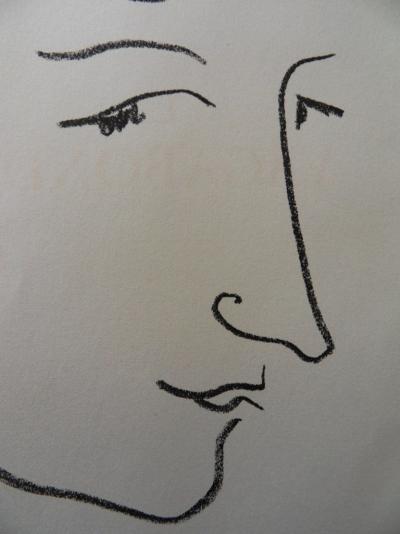Henri MATISSE - Portrait de profil, Lithographie originale 1952 2