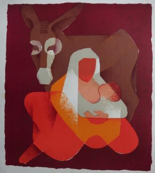 Louis TOFFOLI - Maternité à l’âne, Lithographie originale 1963 2