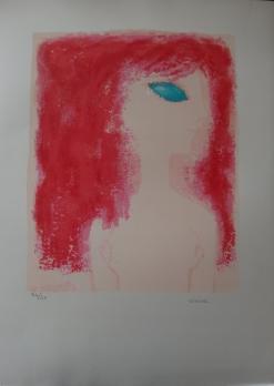 Claudine BERECHEL - Jeune fille rousse, Lithographie originale 2