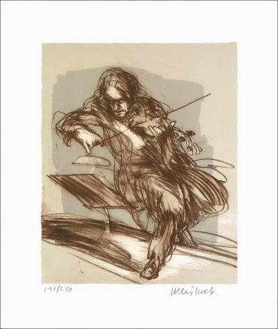 Claude WEISBUCH -  le Violoniste - Lithographie originale signée et numérotée - 33x28cm 2