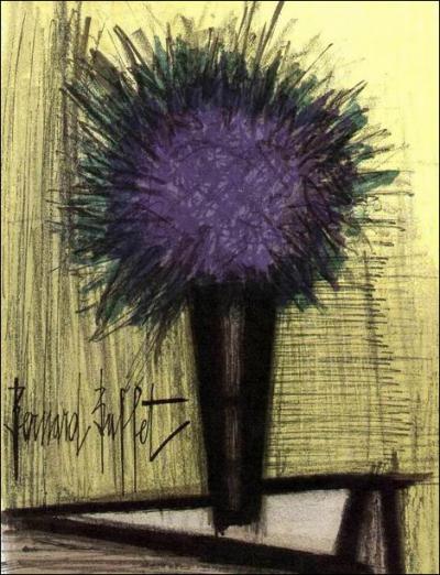 Bernard BUFFET - Le bouquet violet, 1967, Lithographie originale 2