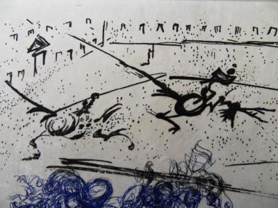 Salvador DALI - Les cavaliers bleus, 1973, gravure signée 2