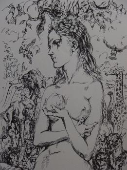 Tsuguharu FOUJITA - Eve au jardin d’Eden, 1959 - Lithographie 2