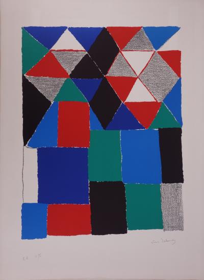 Sonia DELAUNAY : Composition abstraite - Lithographie originale signée 2