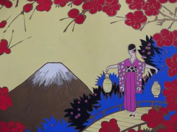 Robert PICHON (attribué à) - Mont Fuji au printemps, Gouache originale (Belle époque 1920/30) 2
