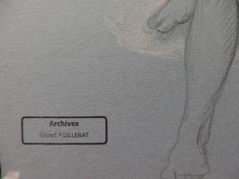 Gilbert POILLERAT - Modèle sur un coussin, Dessin original signé 2