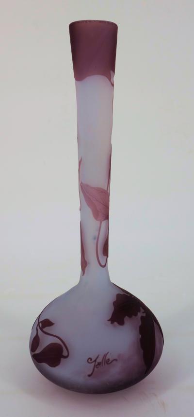 Émile GALLE - Vase en pate de verre à décor de Jonquilles, signé, 30cm - Nancy 2