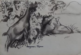 Georges MANZANA-PISSARRO - La chèvre et le paysan, Dessin original 2