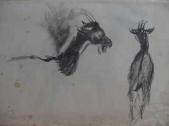 Georges MANZANA-PISSARRO - La chèvre et le paysan, Dessin original 2