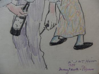 Georges MANZANA-PISSARRO - Le couple des alcooliques, Dessin original 2
