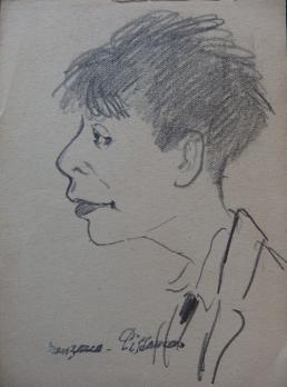 Georges MANZANA-PISSARRO - Deux portraits de profil, Lot de 2 dessins originaux 2