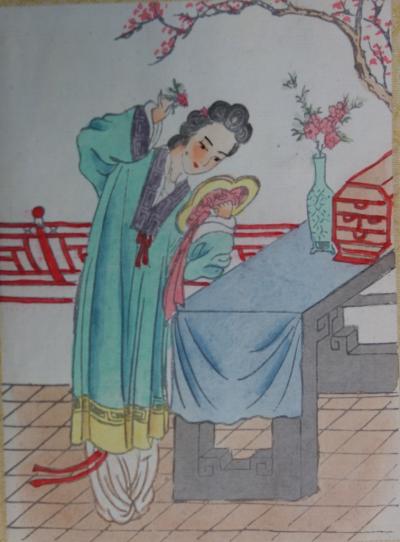 Yu T’ING SHIH - Yang Yu-Huan, Dessin original à l’aquarelle sur soie 2
