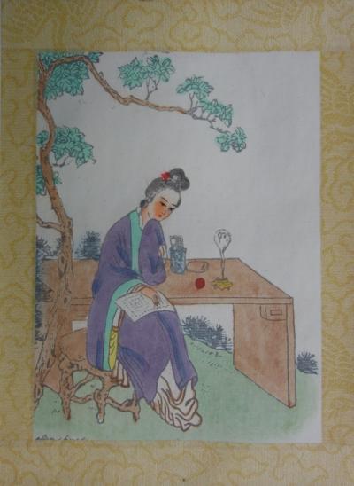 Yu T’ING SHIH - Wu Chiang-Hsien, Dessin original à l’aquarelle sur soie 2