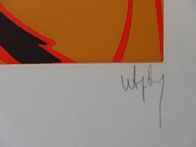 Robert WOGENSKY - Éclairs oranges et noirs, lithographie originale signée 2