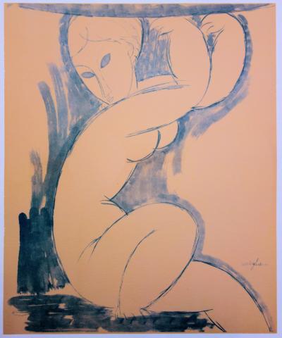 Amedeo MODIGLIANI : Femme nue assise - Lithographie signée 2