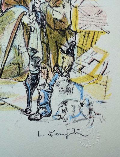 Leonard FOUJITA (1886-1968) : Les halles à Paris - LITHOGRAPHIE Originale signée au crayon 2