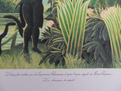 Le Douanier ROUSSEAU (d’après) : La charmeuse de serpents - LITHOGRAPHIE SIGNEE #1976 2