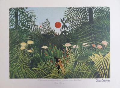 Le Douanier ROUSSEAU (d’après) : Paysage de forêt vierge - LITHOGRAPHIE SIGNEE #1976 2