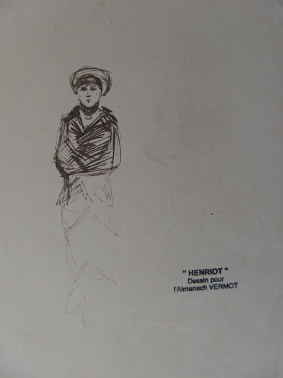 Henri MAIGROT, dit HENRIOT - Femme couverte de son mystère, Dessin à l’encre signé 2