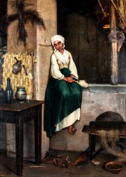Dario QUERCI (1831-1918) - La Fileuse, 1869, Huile sur toile signée 2