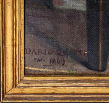 Dario QUERCI (1831-1918) - La Fileuse, 1869, Huile sur toile signée 2