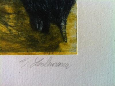 Tereza LOCHMANN - Pigs drinking (yellow version), Gravure originale signée 2