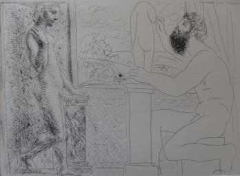Pablo PICASSO (d’après) - Sculpteur assis près de la fenêtre, travaillant avec un modèle, Lithographie 2