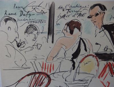 Dunoyer de SEGONZAC - Au café d’Eden Roc, Lithographie signée 2